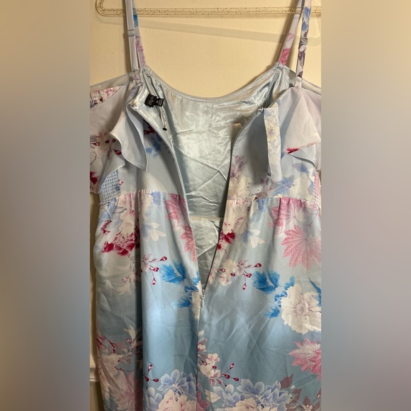 City Chic Off The Shoulder Ruffle Tsubaki Print Midi Dress Size 14 - Picture 7 of 10